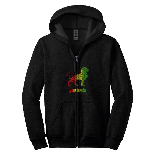 Lion Pet Juneteenth Day Black Pride History Love Hearts LION Zip Hoodies