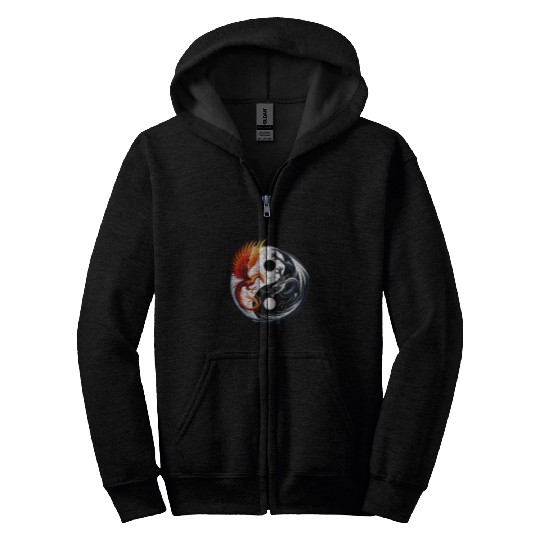 Dragon Pet Phoenix And Dragon As Yin And Yang Balance In The Universe Zip Hoodies
