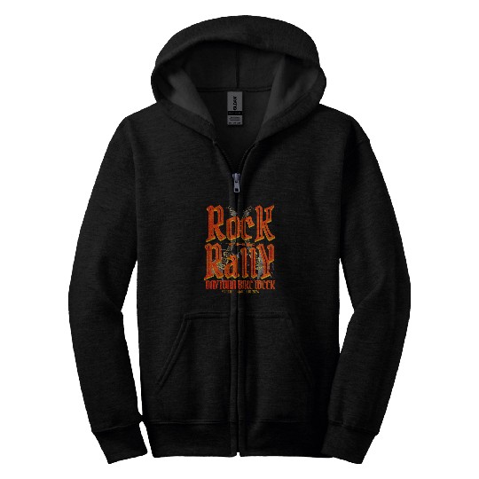 2024 DAYTONA BEACH BIKE WEEK ROCK THE RALLY ART ON FRONT Zip Hoodies