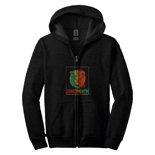 Lion Pet Juneteenth Cool Black History African America Flag Tee Zip Hoodies