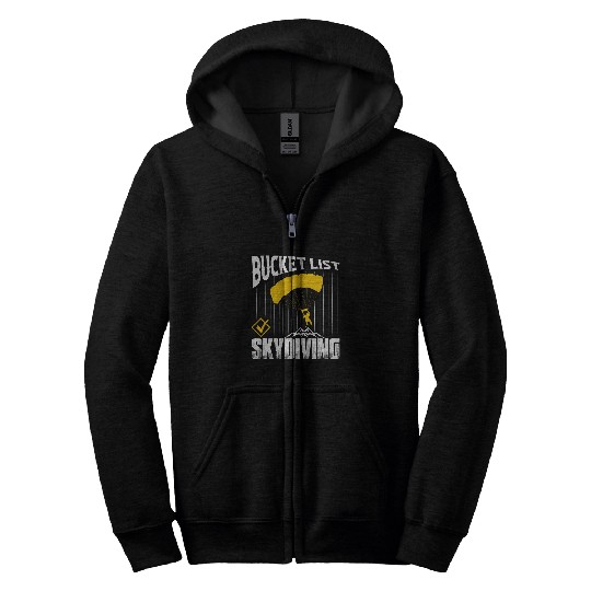 Bucket List Skydiving Skydiver Parachute Zip Hoodies