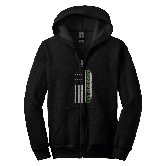 Patriotic Bartender Barman Bartending Barkeeper Dad Zip Hoodies