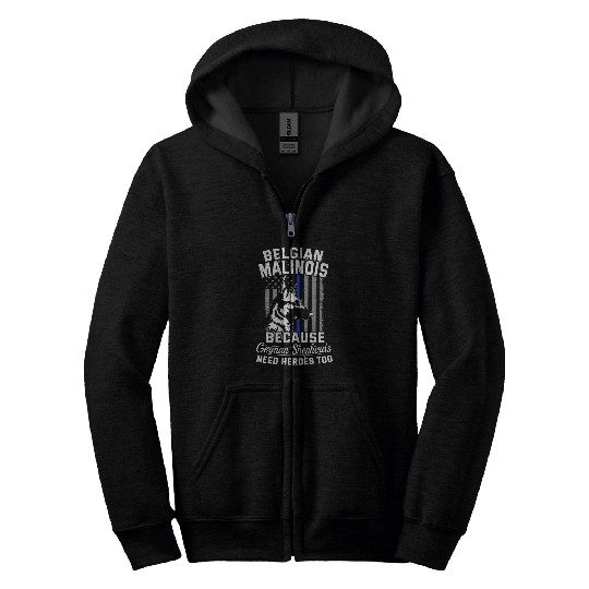 K9 Unit Malinois s K9 Thin Blue Line Flag Police Dog Zip Hoodies