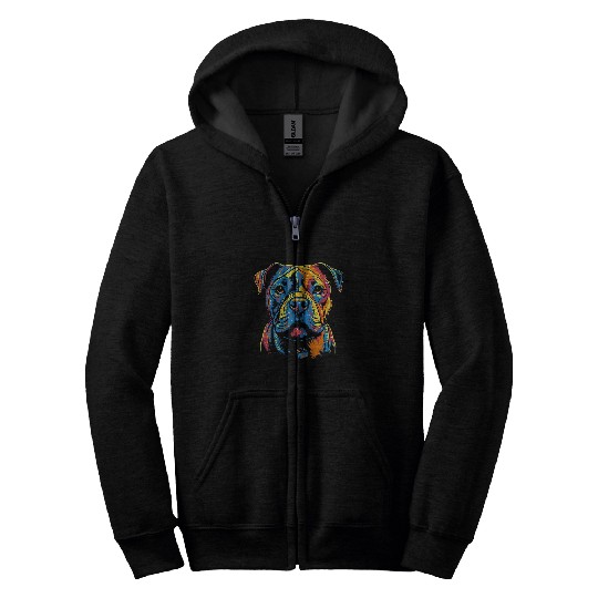 American Bulldog Mom or Dad Colorful Puppy Dog Black Zip Hoodies