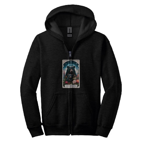 Bear Pet The Asian Black Bear Tarot Card Animal Wildlife Zip Hoodies
