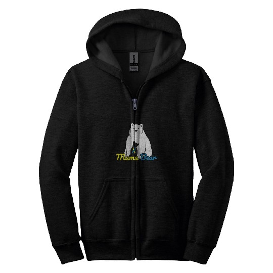 Bear Pet Mama Bear Down Syndromes Awareness T21 1 Zip Hoodies