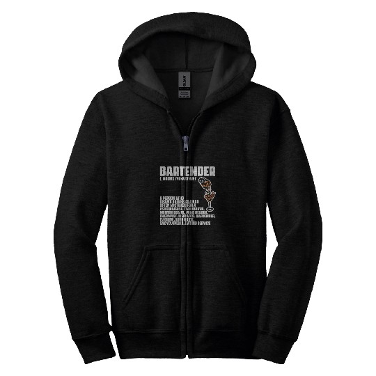 Bartender Definition Funny Bar Alcohol Bartending Mixologist Zip Hoodies