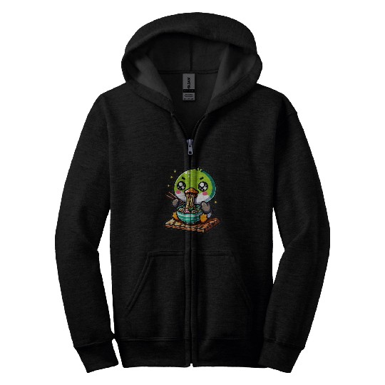 Duck Pet Cute Japanese Kawaii Chibi Mallard Duck Eating Ramen Zip Hoodies