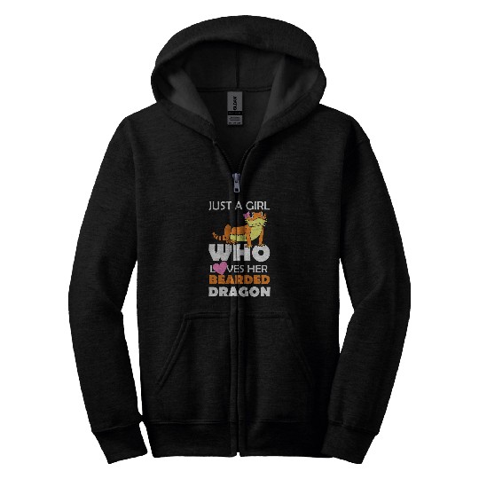 Bearded Dragon Just A Girl Womens Lizard And Reptile Gift Zip Hoodies