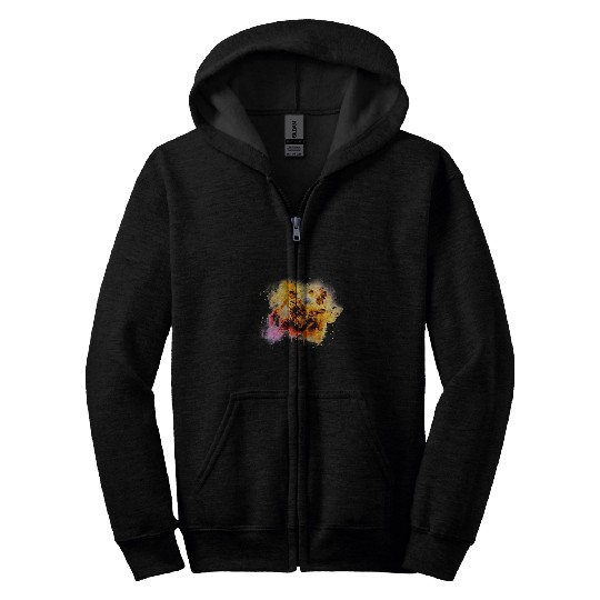 Bear Pet Bear Brown Black Grizzly Watercolor Art Animal Lover Zip Hoodies