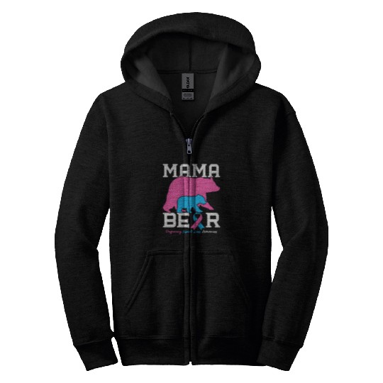 Bear Pet Mama Bear Pink Blue Pregnancy Infant Loss Awareness Zip Hoodies