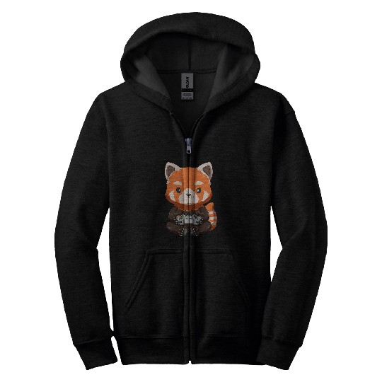 Panda Pet Gaming Red Panda Gamer Red Panda Playing Video Games Zip Hoodies