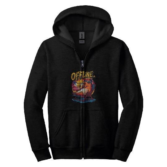 capybaras Pet Rodent Aesthetic Offline Vaporwave Beach Vibe Zip Hoodies