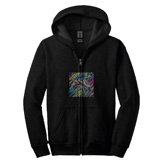 Turtle Pet Abstract Turtle Rainbow Illustration Zip Hoodies