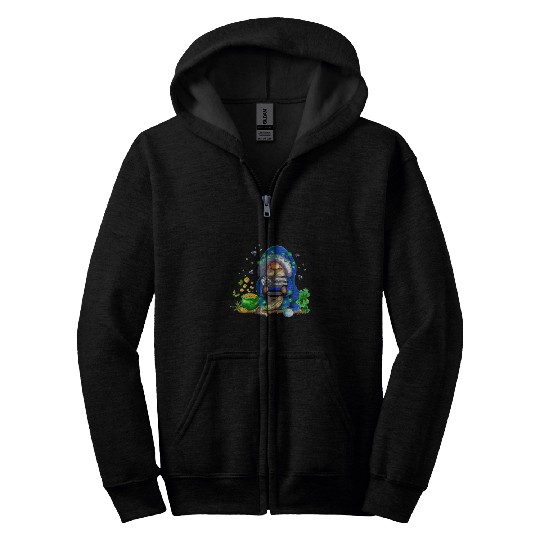 Blue Line Gnome St Patrick Day Clovers Police Zip Hoodies
