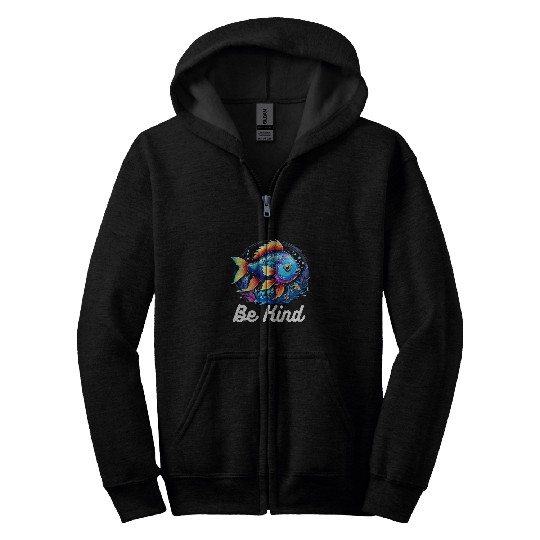 Rainbow Fish Be Kind Teacher Life Back To School Zip Hoodies