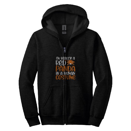 Panda Pet I m Really A Red Panda In A Human Halloween Panda Bear Zip Hoodies