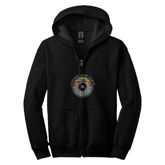 Coffee Fun vinyl coffee record collector music Zip Hoodies