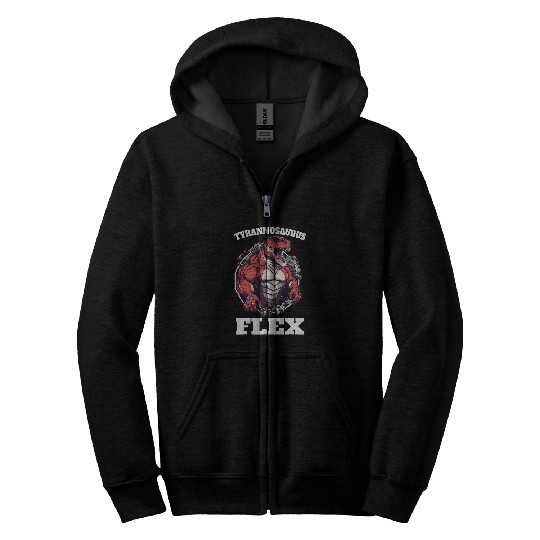 Fitness Bodybuilding Funny Dino TRex Tyrannosaurus Flex Zip Hoodies