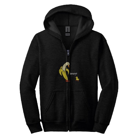 Duck Pet Banana Funny Duck Art Banana Duck Zip Hoodies