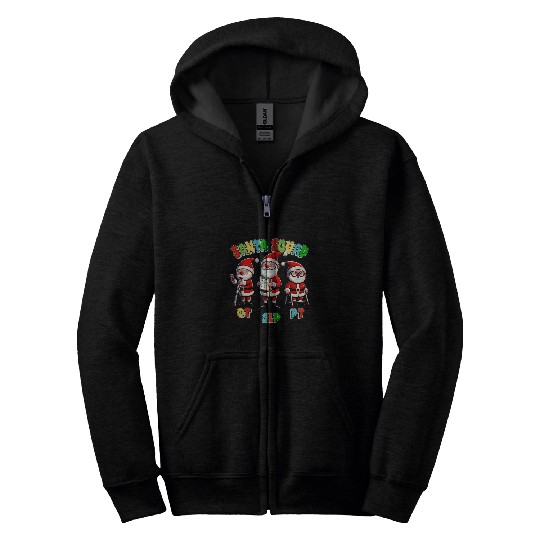 Santa Squad Christmas Therapy OT SLP PT Teacher Team Zip Hoodies