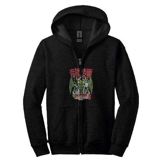 Dragon Pet ramen noodles bowl Kawaii Asian Light colors Zip Hoodies