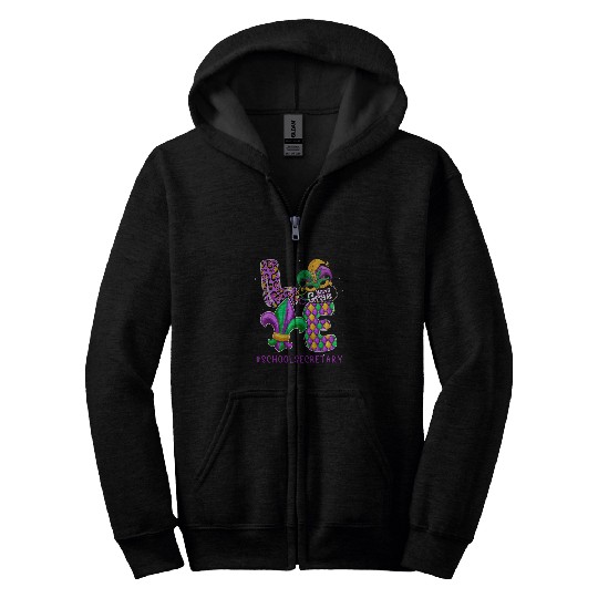 Secretary Job Funny School Secretary Mardi Gras Family Matching Outfit Zip Hoodies