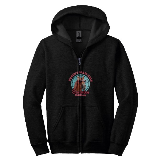 Distressed Funny Equestrian Chic Sunnies Horse Lover Zip Hoodies