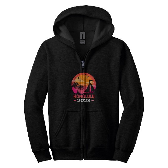 Honolulu Hawaii Vacation Family Matching Trip Sailing Zip Hoodies