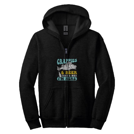 Crappy Fishing and Beer Fisherman Dad Hook Freshwater Fish Zip Hoodies