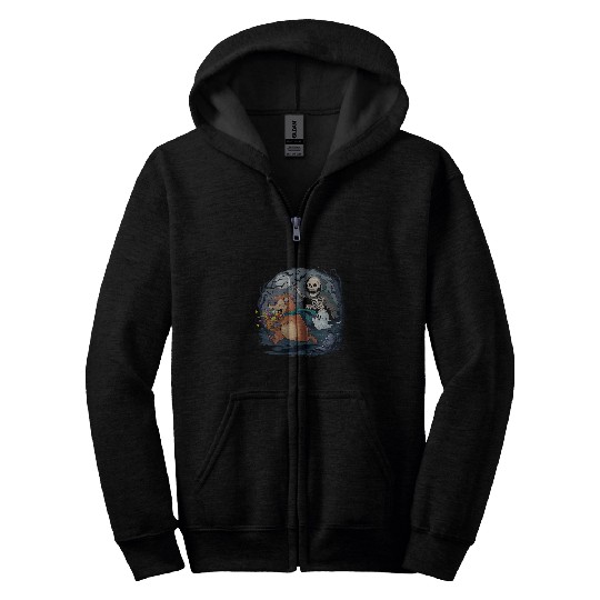 capybaras Pet Scared capybaras Fleeing Zombies Halloween 1 Zip Hoodies