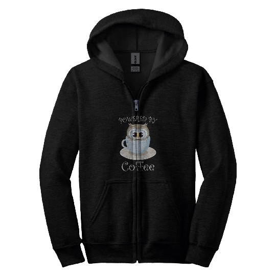 Coffee Fun Owl Coffee Lover Cute Bird Zip Hoodies