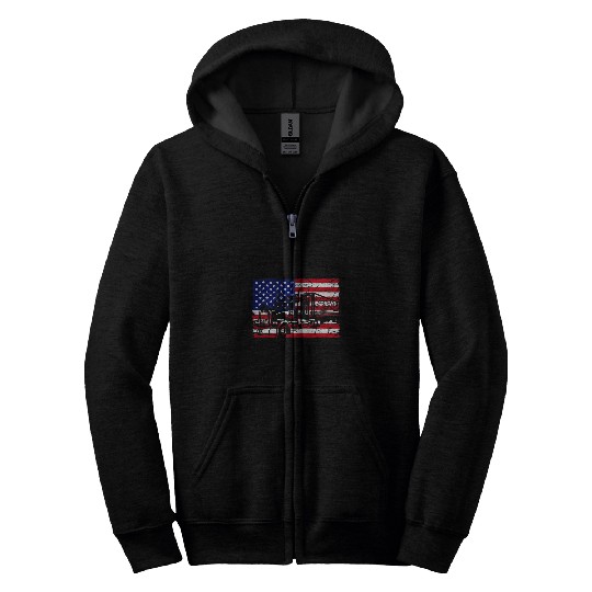 Mens Trucker American Flag Trucks Truck Driver Truckers America 1 Zip Hoodies