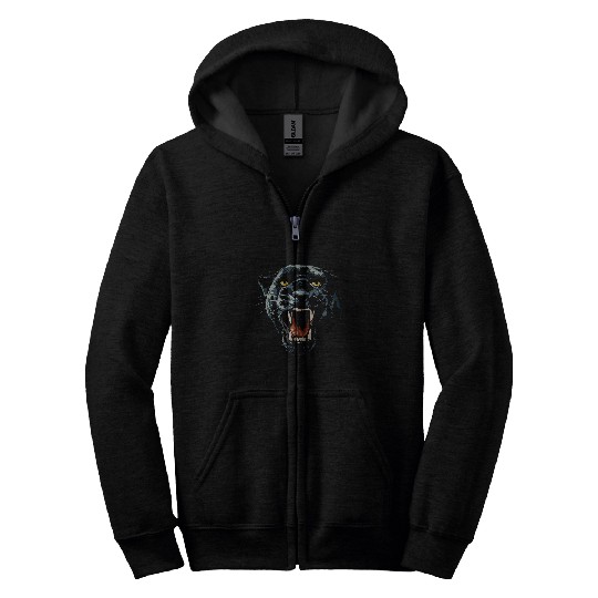 Owl Pet panthers black cats angry teeth growl animal 4 Zip Hoodies
