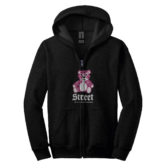 Bear Pet Paisley Teddy Bear Street Gothic Urban Fashion Design Zip Hoodies