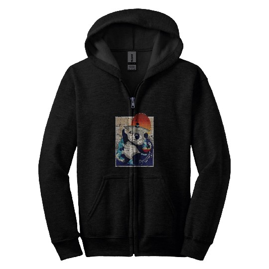 Panda Pet Japanese Noodles Anime Panda Bear Kawaii Waves Animal Ramen Zip Hoodies