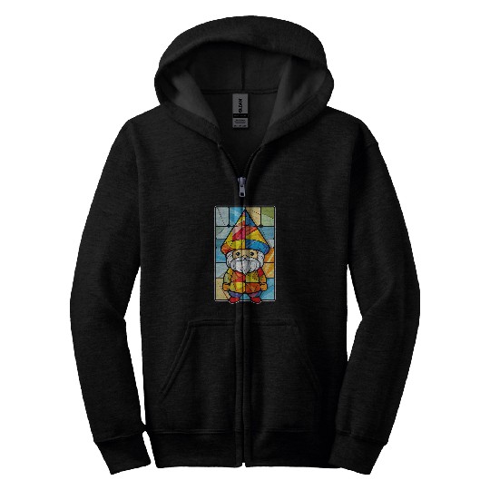 Cute Geometric Garden Gnome Stained Glass Zip Hoodies