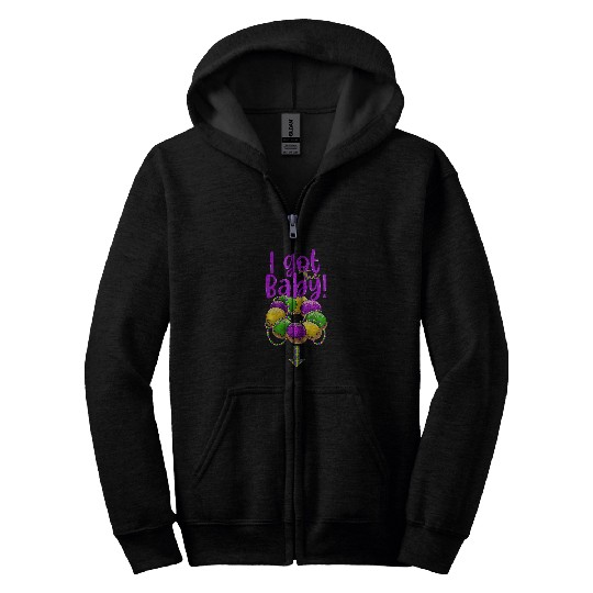 I Got The Baby Mardi Gras Couples Pregnancy Announcement Zip Hoodies
