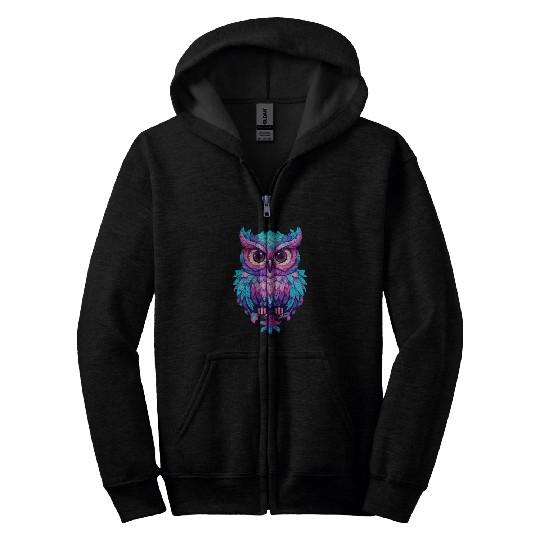 Owl Pet Pastel Colour Rainbow Barn Owl Beak Zip Hoodies