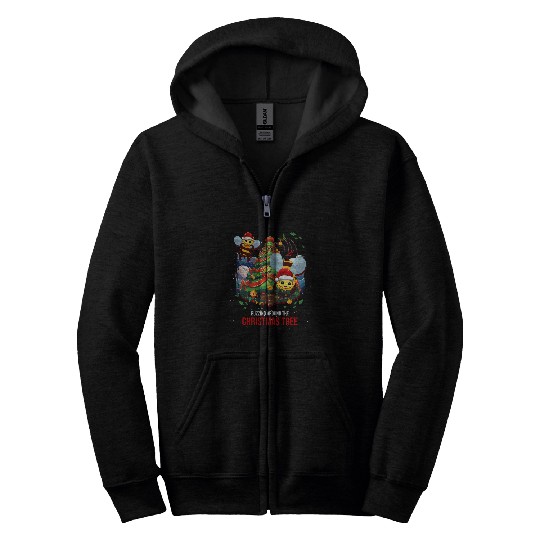 Buzzing Around the Christmas Tree Honey Bee Beekeeper XMas Zip Hoodies
