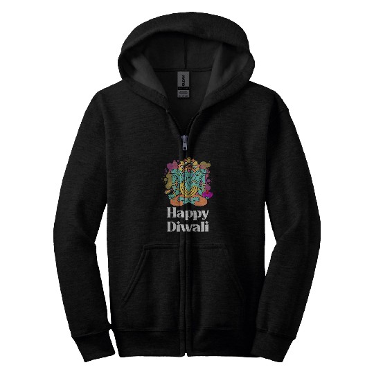 Elephant Pet Happy Diwali Hindu Festival Elephant Zip Hoodies