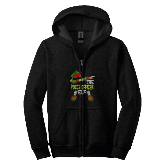 Dabbings Elf Christmas Policeman The Police Officer Elf Zip Hoodies