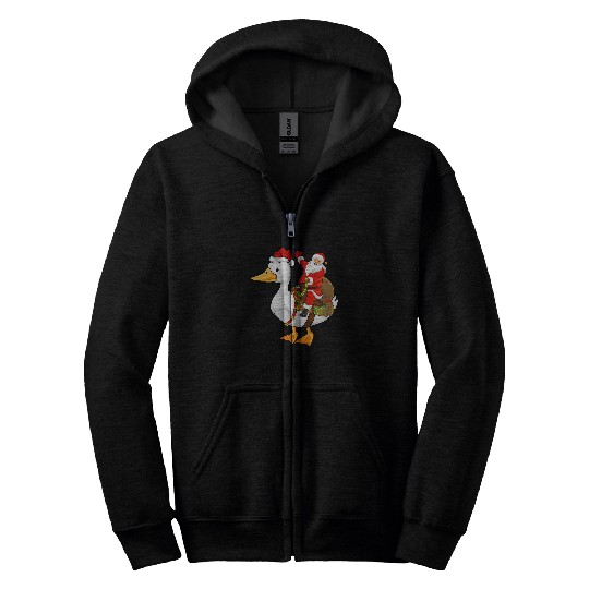 Duck Pet Bird Lover Santa Riding Duck Christmas 070 Zip Hoodies