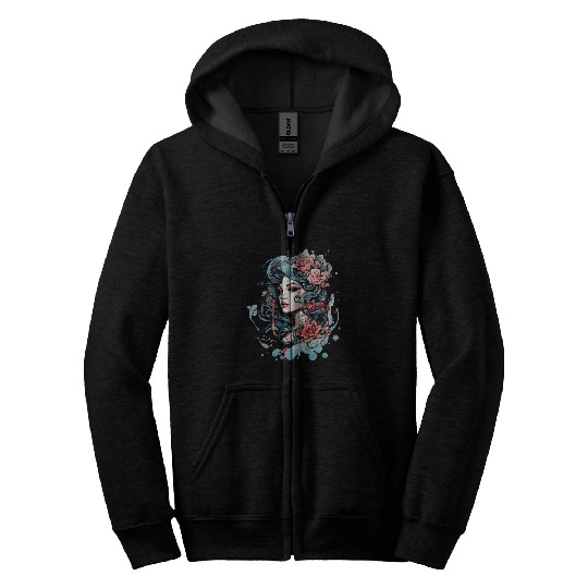 Chicano Girl Mexico Flowers Death Pretty 3 Zip Hoodies