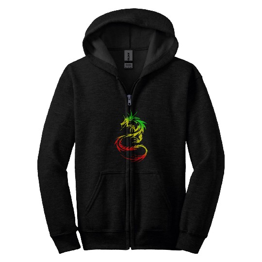 Chinese Dragon Fantasy Art Tattoo Colorful Mythical Animal Zip Hoodies