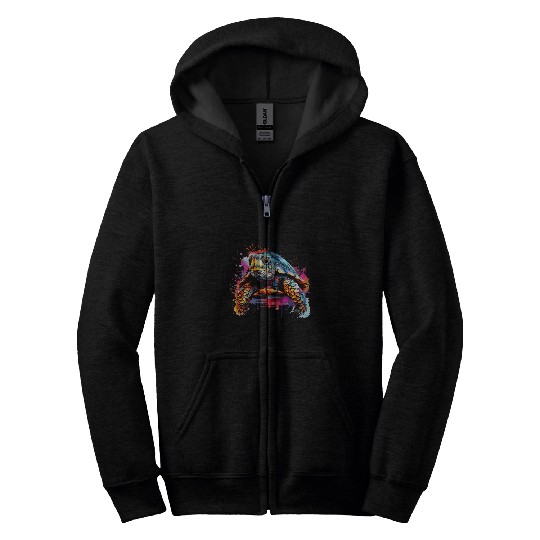 Box Turtle Lover Colorful Splash Art Zip Hoodies