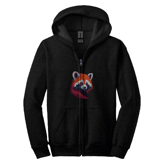 Panda Pet Red Panda Face Graphic Animal Enthusiasts Conservationists Zip Hoodies