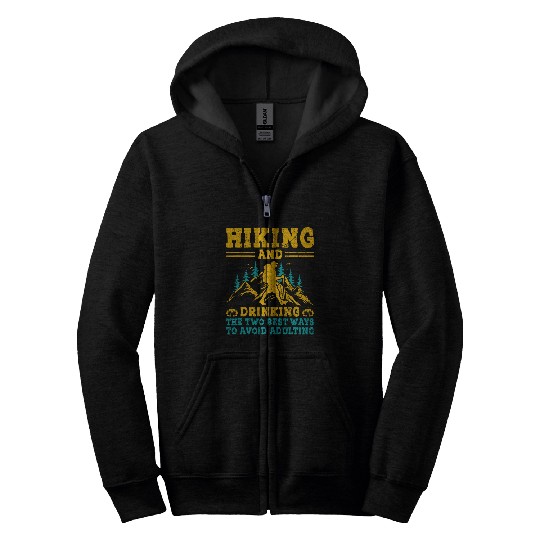 Hiking Hiker Nature Trekking Outdoor Mountaineering Alcohol s 9 Zip Hoodies