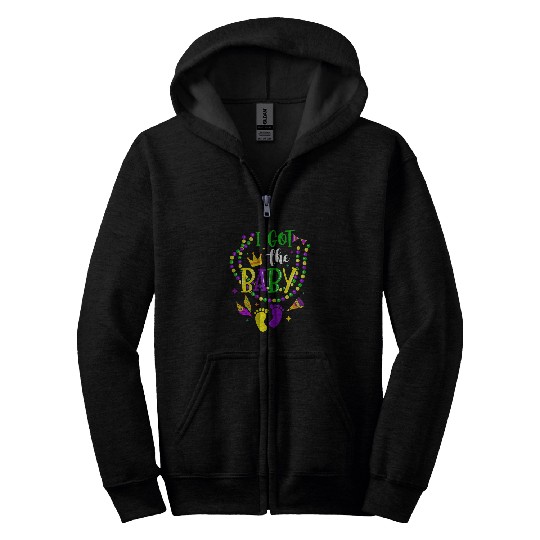 I Got the Baby Mardi Gras Pregnancy Announcement Pregnant 2 Zip Hoodies