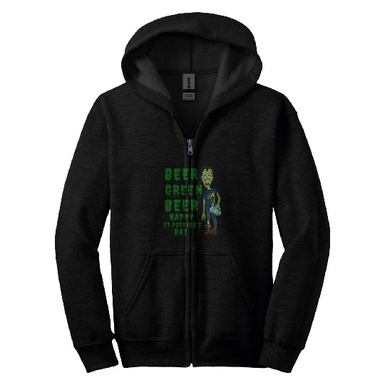 Beer Fun Beer Green Beer Happy St Patricks Day Zombie Tee Zip Hoodies